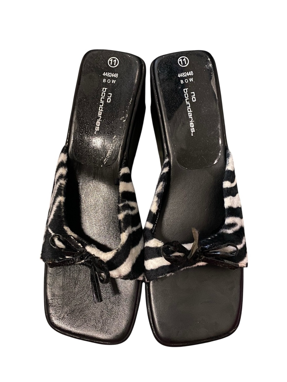 Y2K No Boundaries Black & White Zebra Slide Mules with Bow 11 - Picture 2 of 11